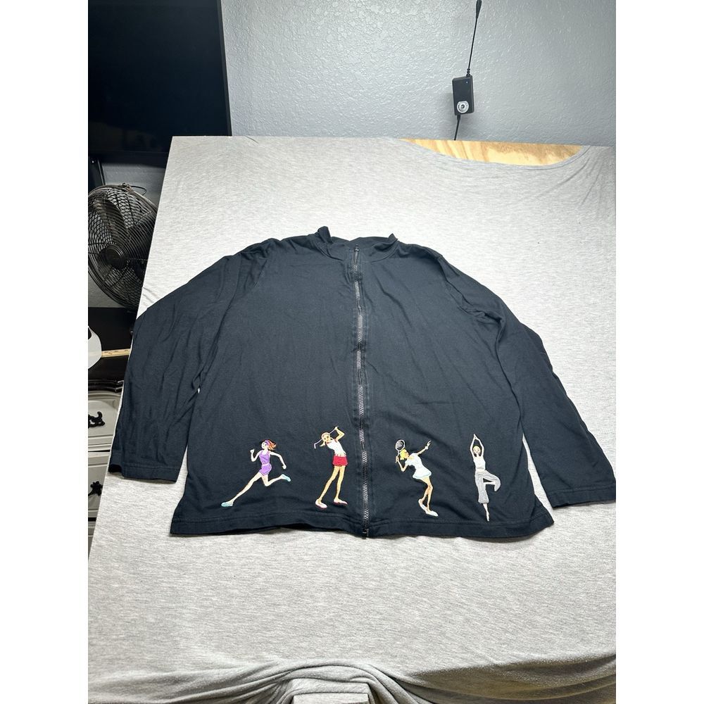 Susan Graver Embroidered Sports‎ Jacket Black Size L